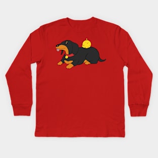 Dachshund and Baby Chick Kids Long Sleeve T-Shirt